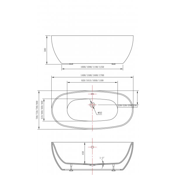 Badkar Persefone - 140-170 cm
