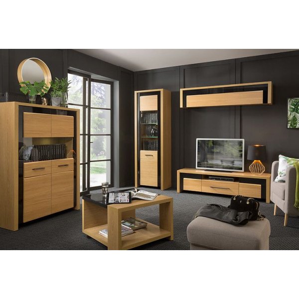 Manilla sofabord 70 x 70 cm - Eik/svart (H�yglans)