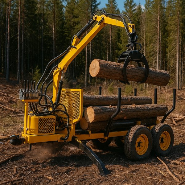 Tømmertilhenger med løftekran - Maks løftekapasitet 300 kg Tømmertilhenger med løftekran - Maks løftekapasitet 300 kg