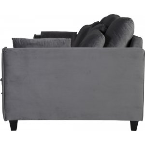 Sofa 250 cm bred m�rkegr� fl�yel 114 cm dyp
