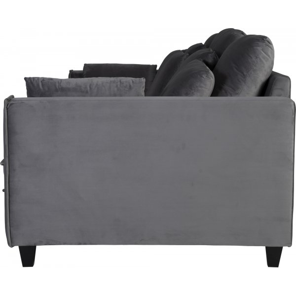 Sofa 250 cm bred m�rkegr� fl�yel 114 cm dyp