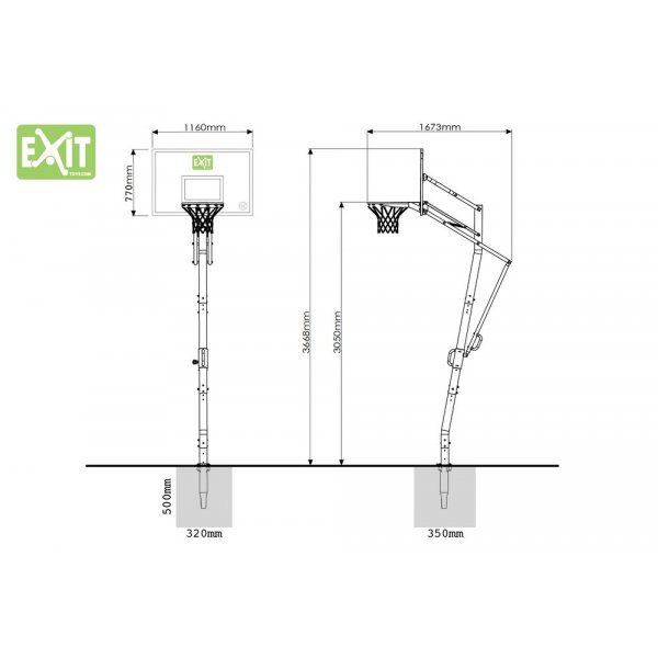 Galaxy basketballstativ - Festet i bakken