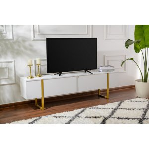 Serenity TV-stativ 180 cm - Hvit/gull Serenity TV-stativ 180 cm - Hvit/gull
