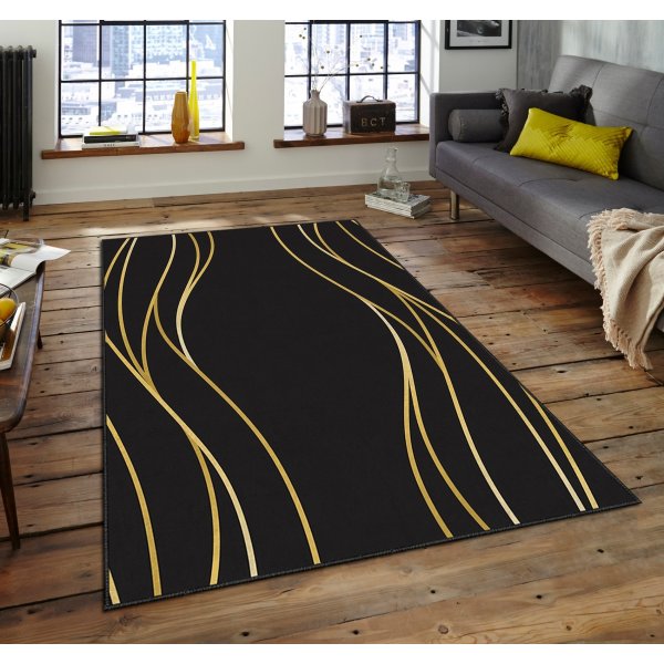 Estera 70 teppe 160 x 230 cm - Sort/gull Estera 70 teppe 160 x 230 cm - Sort/gull