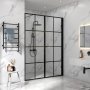 1 Dusjvegg 180x200cm | Svarte stenger | Stilig design
