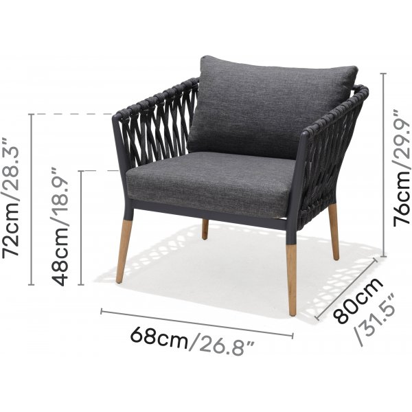 Livsstil Hage utegruppe Ipanema med sofa, 2 lenestoler og salongbord - Grå / Teak / Olefin Livsstil Hage utegruppe Ipanema med sofa, 2 lenestoler og salongbord - Grå / Teak / Olefin
