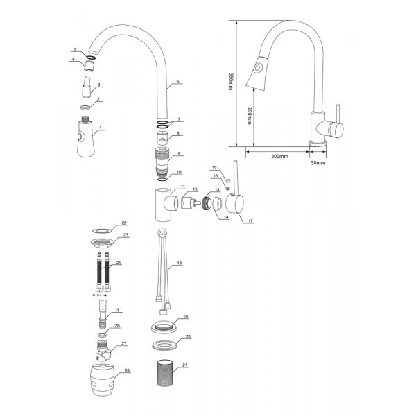 Kjøkkenbatteri Lily - Børstet stål Kjøkkenbatteri Lily - Børstet stål
