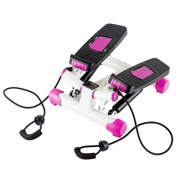 Stepmaskin - Med treningsbånd & treningscomputer (sort-rosa S3033) Stepmaskin - Med treningsbånd & treningscomputer (sort-rosa S3033)