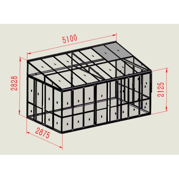 Vinterhage mot vegg i svart aluminium og glass med skyved�rer - 14 m�