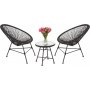 Cafgruppe Fiji bord + 2 stoler - Svart