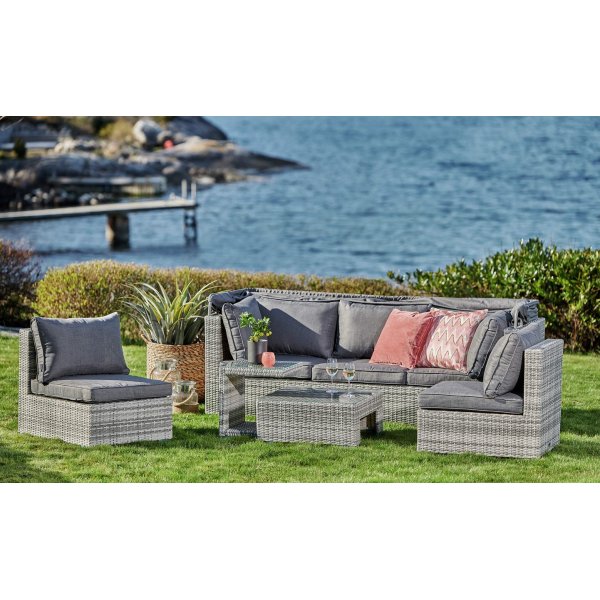 Slättvik byggbar loungegruppe med 5 deler - Grå Slättvik byggbar loungegruppe med 5 deler - Grå