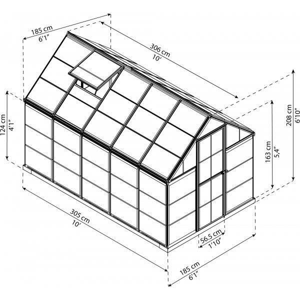 Canopia Harmony Drivhus i polykarbonat 5,7 m² - Mørk grått/klart glass Canopia Harmony Drivhus i polykarbonat 5,7 m² - Mørk grått/klart glass