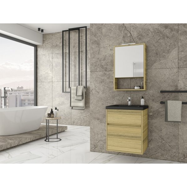 Mbelpakke Instinct 55 - Natural Oak/Svart med speilskap