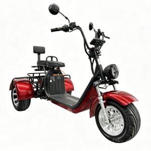 Elscooter Trehjuling - Rød 2000W + Lås kjede Elscooter Trehjuling - Rød 2000W + Lås kjede