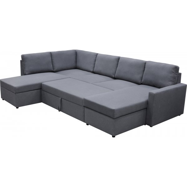 U-formet sovesofa Dream med oppbevaring - 299 cm - m�rkegr�