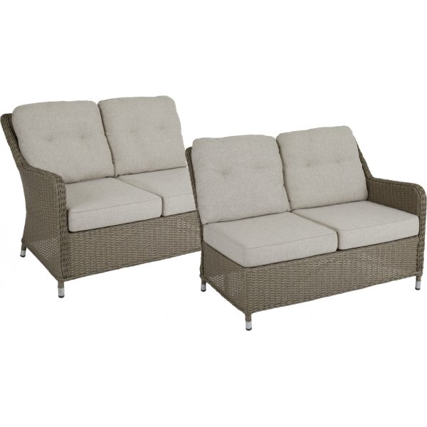 Baskemölle utendørs sofagruppe; Hjørnesofa med bord i naturrotting Baskemölle utendørs sofagruppe; Hjørnesofa med bord i naturrotting