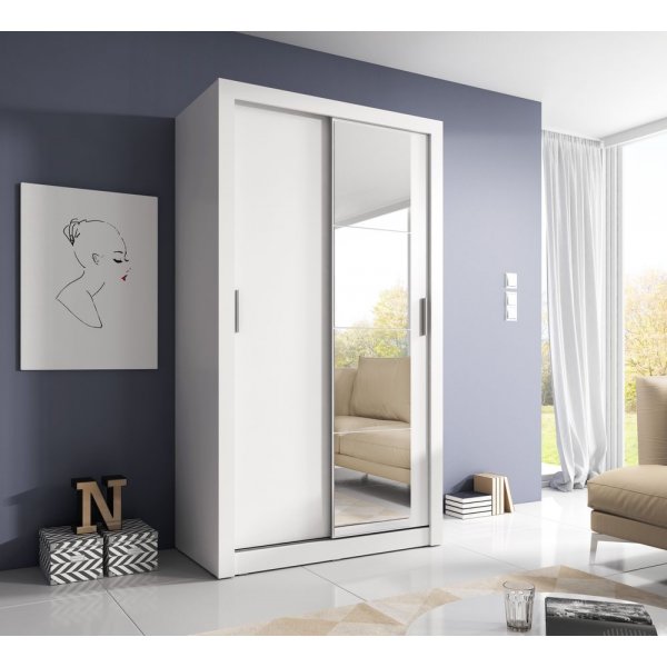 Garderobe med skyved�rer hvit 120x215 cm - Mervyn