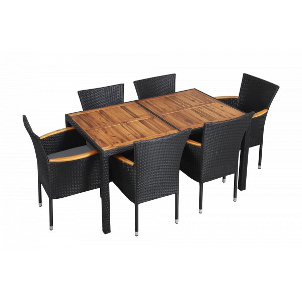 Rotting utendrs lenestol - Svart/akasie + Rengjringsspray for utembler