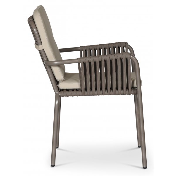 Utestol stabelbar gr� med beige pute - Lincoln