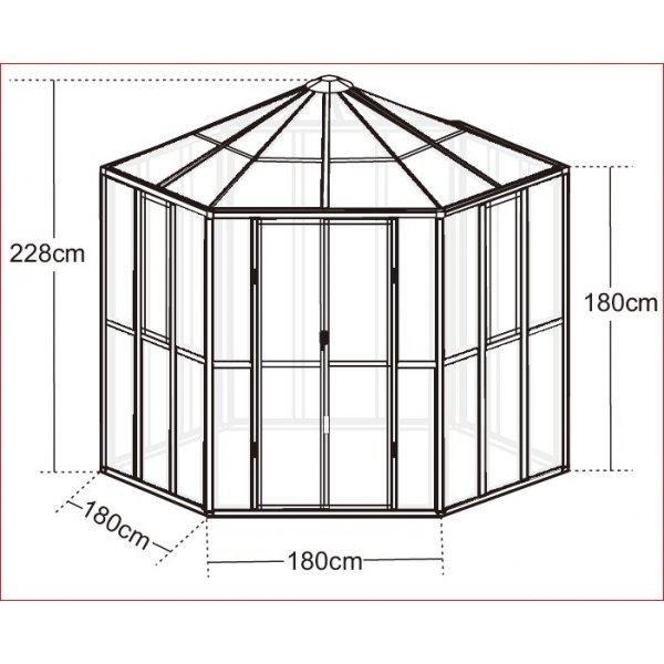 Drivhus Miranda med herdet glass - Svart 9,0 m