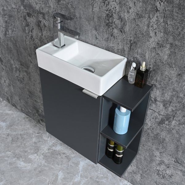 Baderomsmbler Lyon - Mrkegr + 2.00 x Baderomskrok