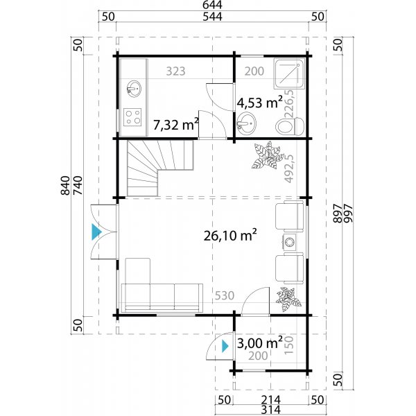 Feriehus Elliot B - 42,5 m² Feriehus Elliot B - 42,5 m²