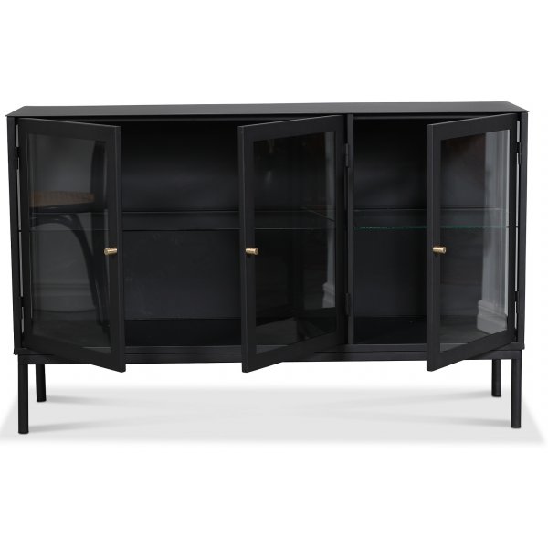 Revel skjenk med glassd�rer - Svart / Klart glass