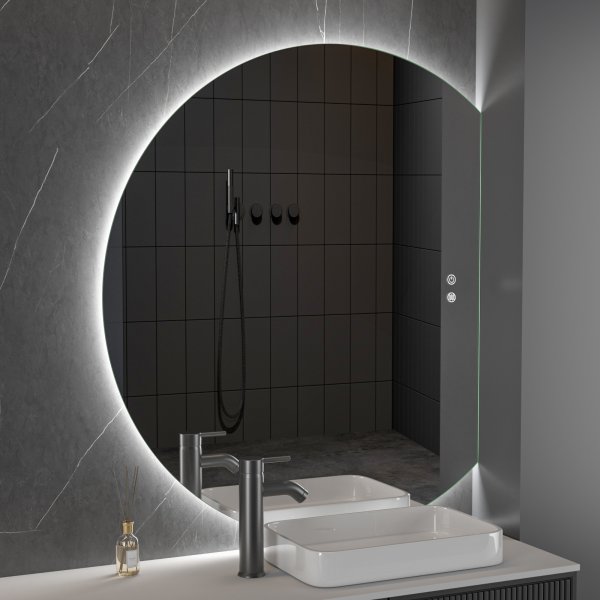 Rundt speil Ferrera med LED-belysning