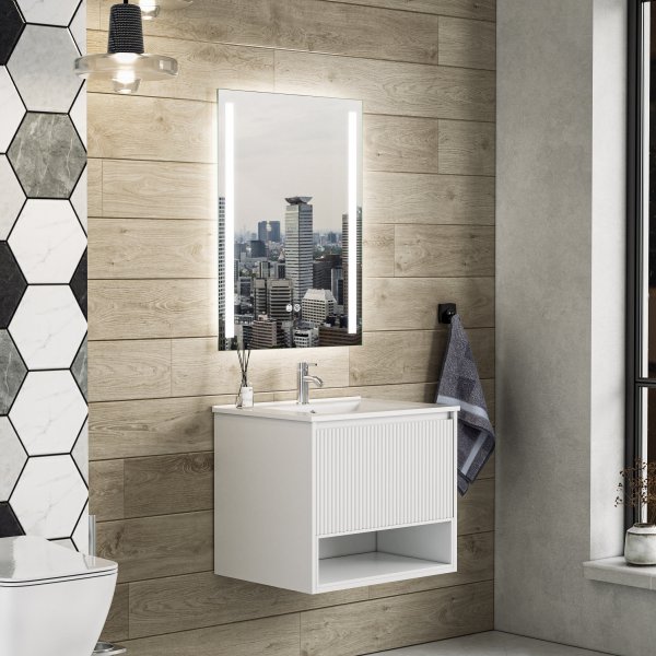 Baderomspakke - Aurelia | Myktlukkende skuffer og LED-speil | 60 cm