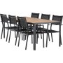 Pause spisestuesett med 6 Copacabana stoler - 205 x 90 cm - Sort/natur