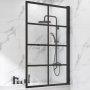 Dusjveggbadekar 150x80 cm | Industriell stil med svart gitter