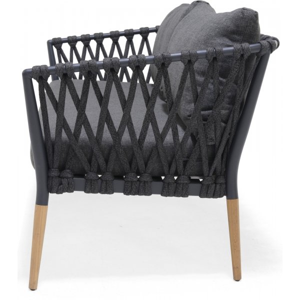 Livsstil Hage utegruppe Ipanema med sofa, 2 lenestoler og salongbord - Gr� / Teak / Olefin