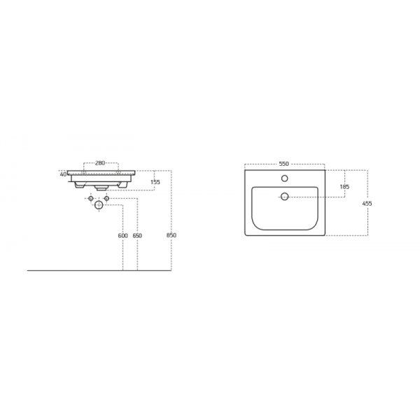 Møbelpakke Instinct 65 - Hvitt/Svart med speil- og sideskap Møbelpakke Instinct 65 - Hvitt/Svart med speil- og sideskap
