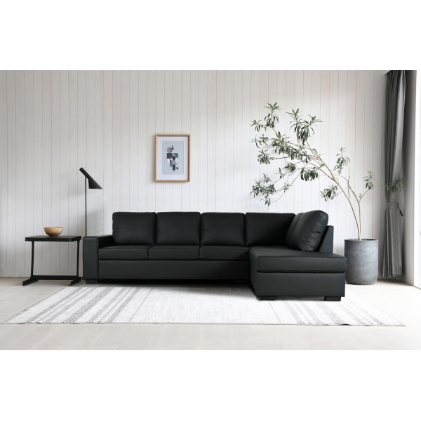 Sovesofa i PU 302 cm svart - Solna