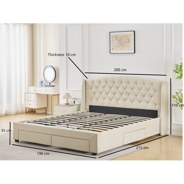 Sengeramme 180 x 200 cm - Beige