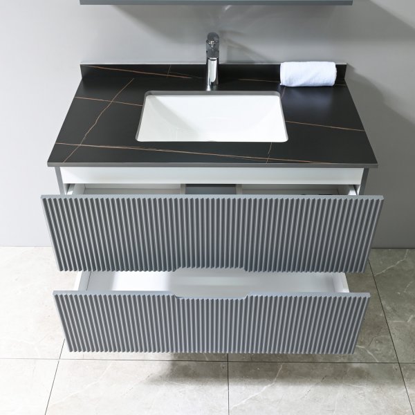 Baderomsmbler Lazien - Gr og svart marmorimitasjon