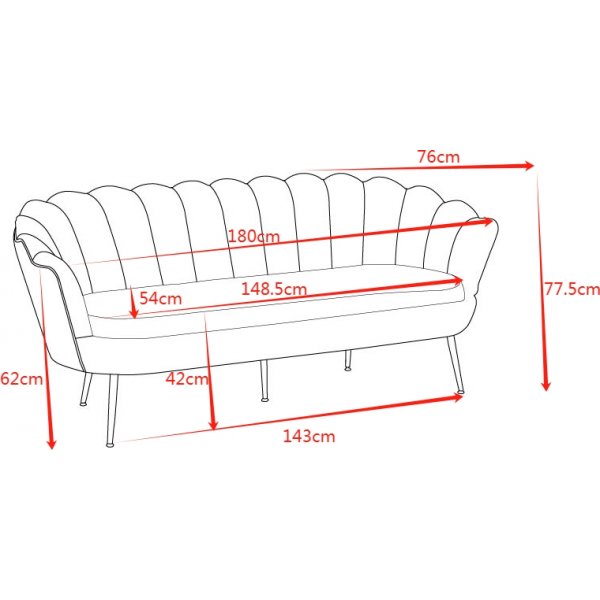 Sofa off-white 3-seter - 180 cm - Kingsley Sofa off-white 3-seter - 180 cm - Kingsley