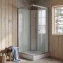 Dusjkabinett 80�80x205 cm | Hvitt glass og helt lukket | Aether