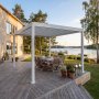1 Motorisert pergola 4x3m aluminium LED-belysning hvitt tak