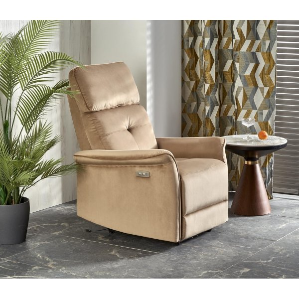 Semir elektrisk hvilestol med USB - beige fl�yel