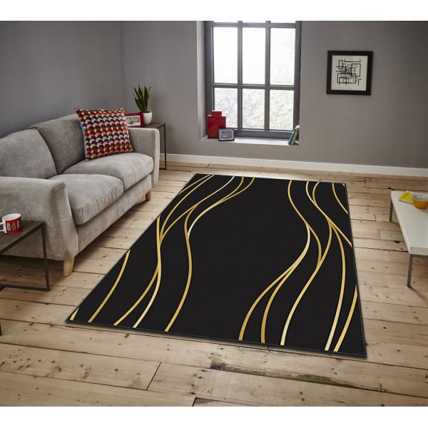 Estera 70 teppe 160 x 230 cm - Sort/gull Estera 70 teppe 160 x 230 cm - Sort/gull