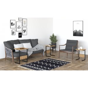 Sali bord 32/36/40 x 32/36/40 cm - Svart/m�rk brun