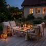 Bambus utend�rs loungegruppe Sofa, 2 lenestoler og bord i naturmateriale