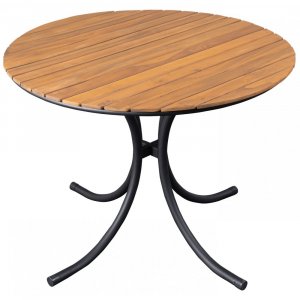 Rundt spisebord 100 cm svart akasie til utend�rs bruk