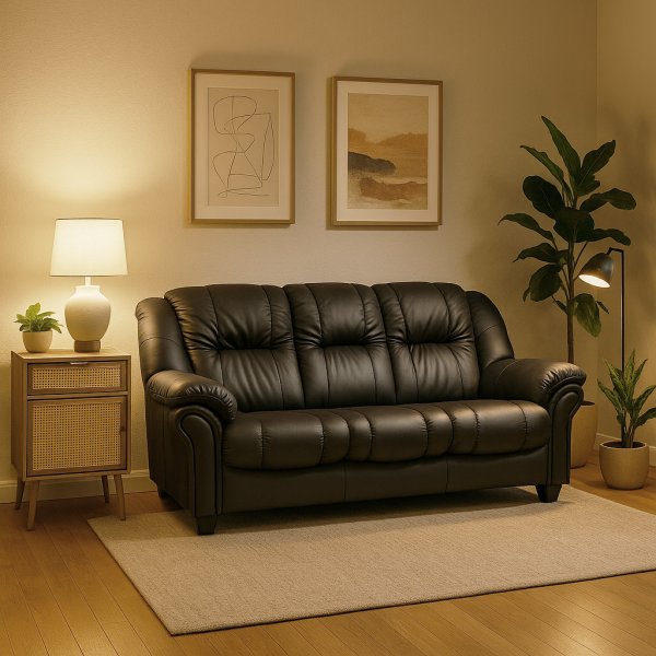 Sofa 3-seter svart PU - Roma