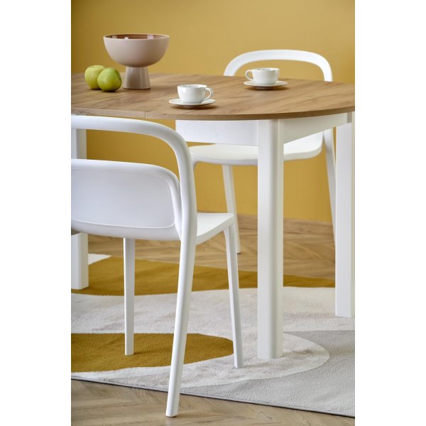 Rundt uttrekkbart spisebord eik/hvit 102-142 cm - Berivan