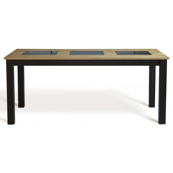 Spisebord 180x90 cm eik med svarte plater Spisebord 180x90 cm eik med svarte plater