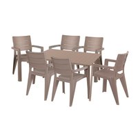 Spisegruppe Anegada Beige - 6 stoler Spisegruppe Anegada Beige - 6 stoler