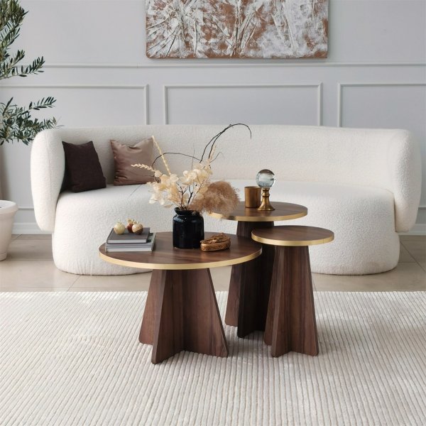 Sjampinjong sidebordsett �30/40 cm - Gull/valn�tt
