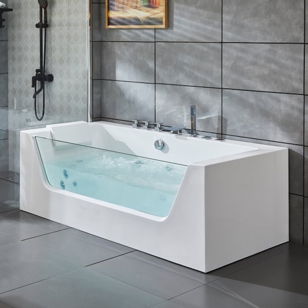 Boblebad med glassfront & vedlikeholdsvarmer 170x80cm | BK-020